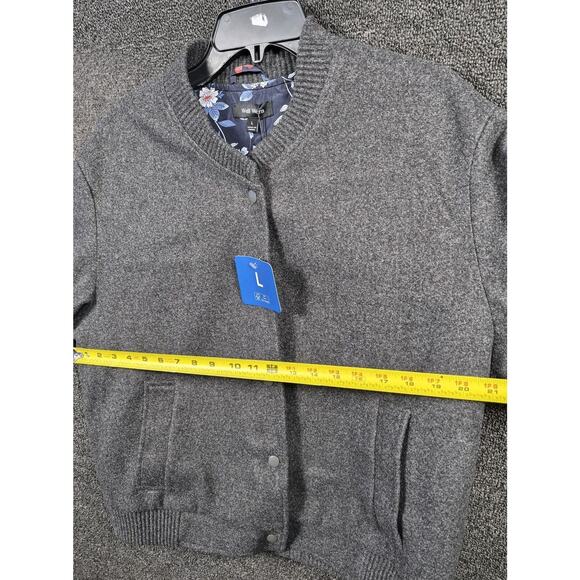 Well Worn Jacket Womens Large Gray Snap Front Bomber Floral Lined Coat - Picture 10 of 10